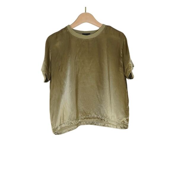 ATM Anthony Thomas Melillo - Round Neck Silk T-Shirt Top in Green / Size S - Picture 1 of 8
